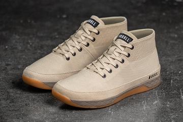 Beige Nobull Desert Canvas Mid Men's Trainers | CA R1268V